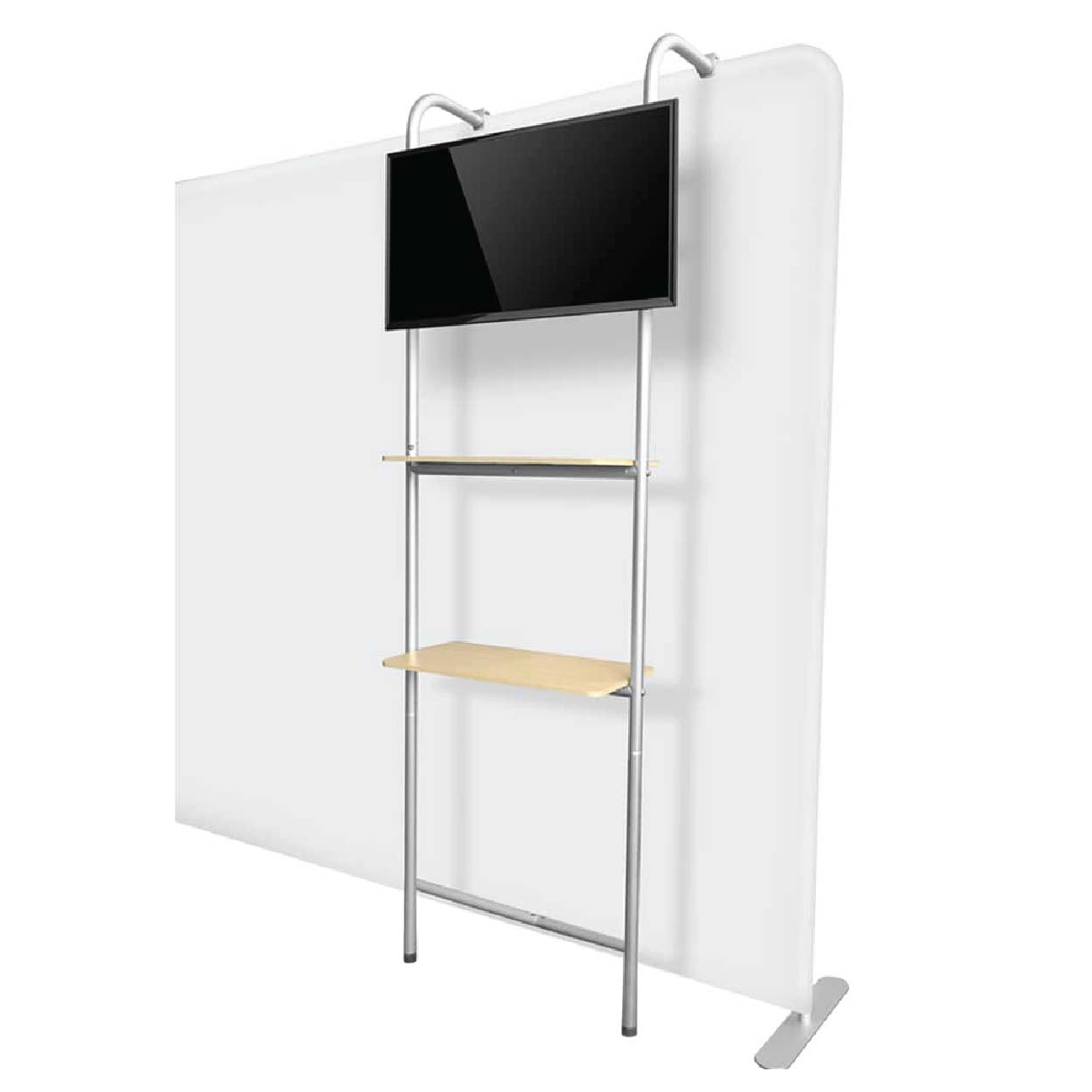 ACC shelf & TV แบคดรอปผ้า, fabric backdrop,backdropผ้า,อุปกรณ์ออกบูธ,ผนังผ้า